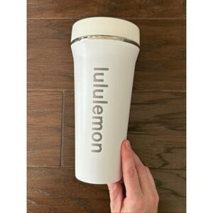 Lululemon 24 oz White Steel Tumbler with Straw lid